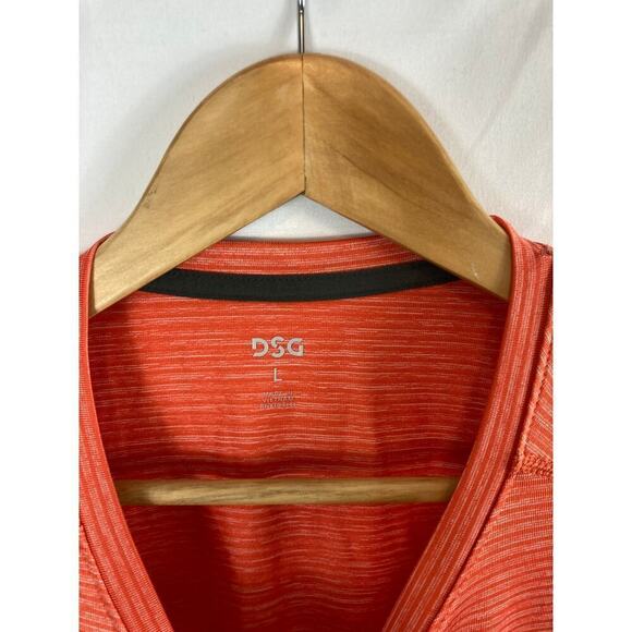 DSG Mens Orange Stripe Short Sleeve Athletic Shirt Size Large - Picture 3 of 8